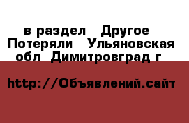  в раздел : Другое » Потеряли . Ульяновская обл.,Димитровград г.